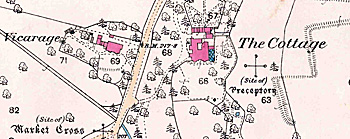 Map showing the site of the Preceptory